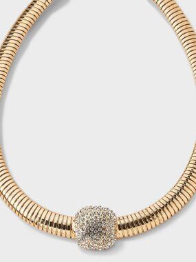 NEW 16" Omega Chain Necklace with Pave Center - A New Day™ Gold